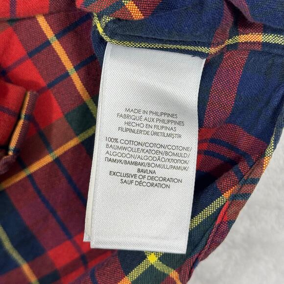 Ralph Lauren Men's Small Plaid Red Long Sleeve Button Down Shirt Chest Pocket - Picture 7 of 7